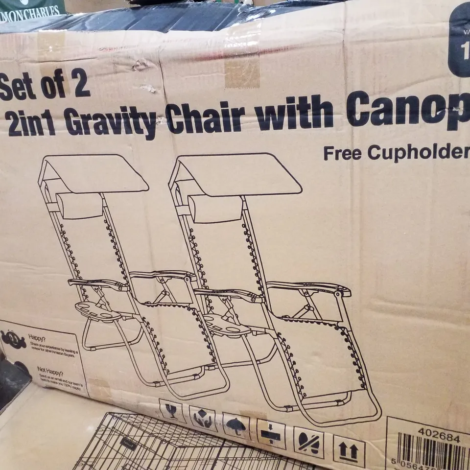 BOXED KEPLIN SET OF 2 2-IN-1 GRAVITY CHAIRS WITH CUPHOLDERS - NAVY