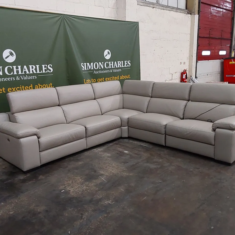 QUALITY ITALIAN DESIGNER RICCARDO ELECTRIC RECLINER LEATHER CORNER SOFA 