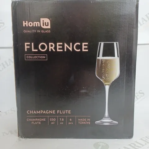 BOXED HOMIO FLORENCE CHAMPAGNE FLUTE 6 PEICE