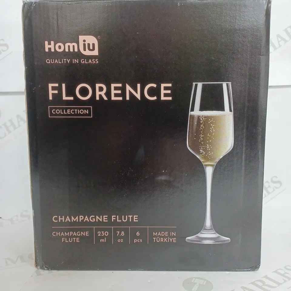 BOXED HOMIO FLORENCE CHAMPAGNE FLUTE 6 PEICE