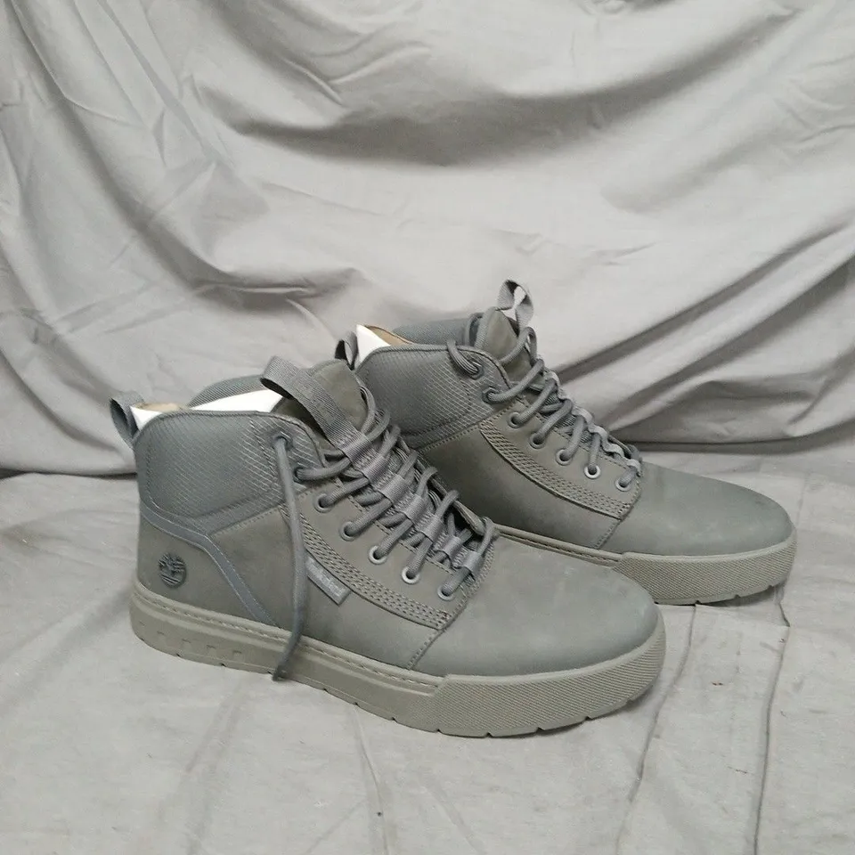 UNBOXED PAIR OF TIMBERLAND GREY NUBUCK BOOTS - MID-CUT, MEN'S - SIZE 9