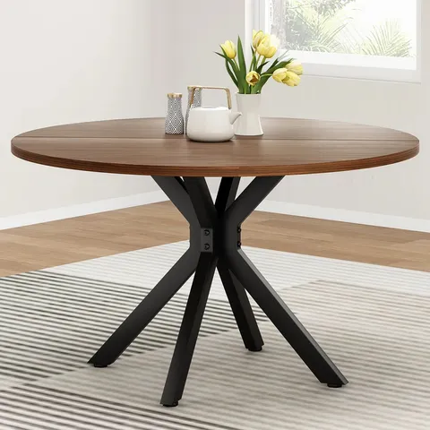 BOXED ROUND DINING TABLE 6 PEOPLE - WALNUT (1 BOX)
