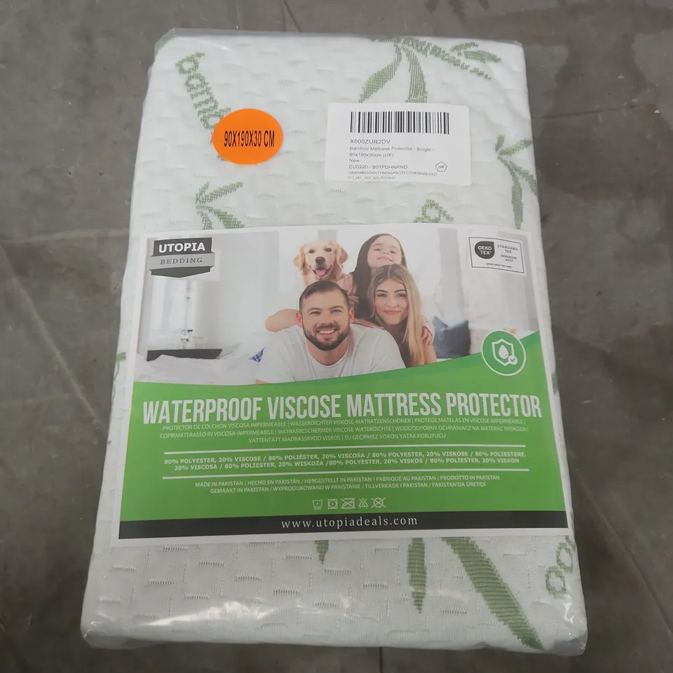 UTOPIA BEDDING WATERPROOF VISCOSE MATTRESS PROTECTOR - SINGLE