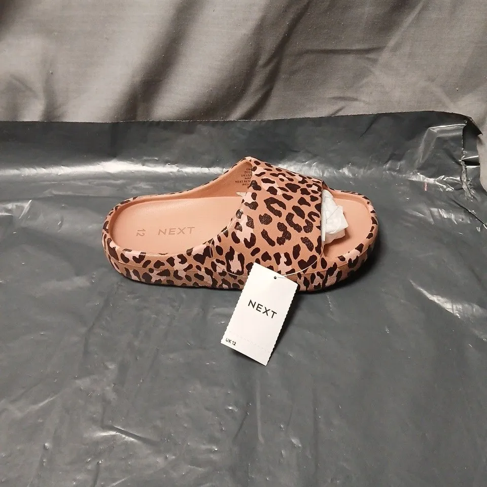 NEXT LEOPARD PRINT SLIP-ON SANDALS, UK 12 KIDS . UNBOXED