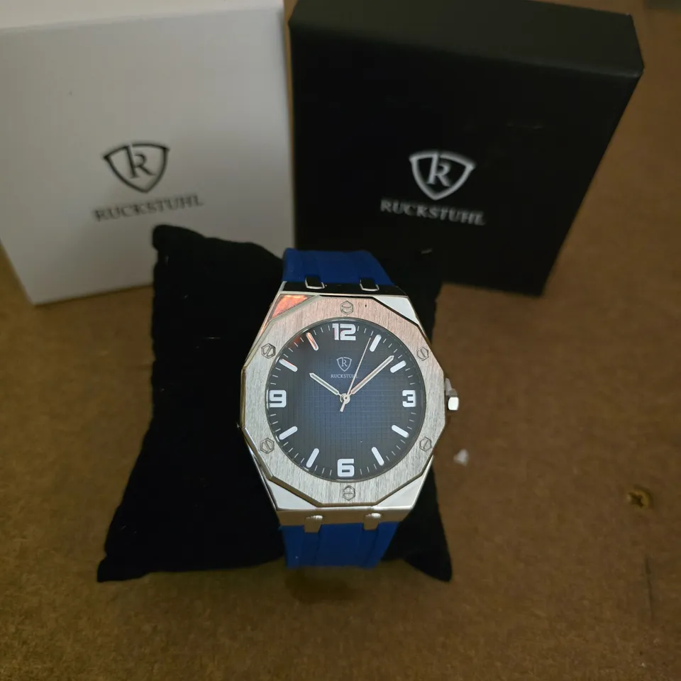 RUCKSTUFF STAINLESS STEEL WATCH WITH BLUE STRAP