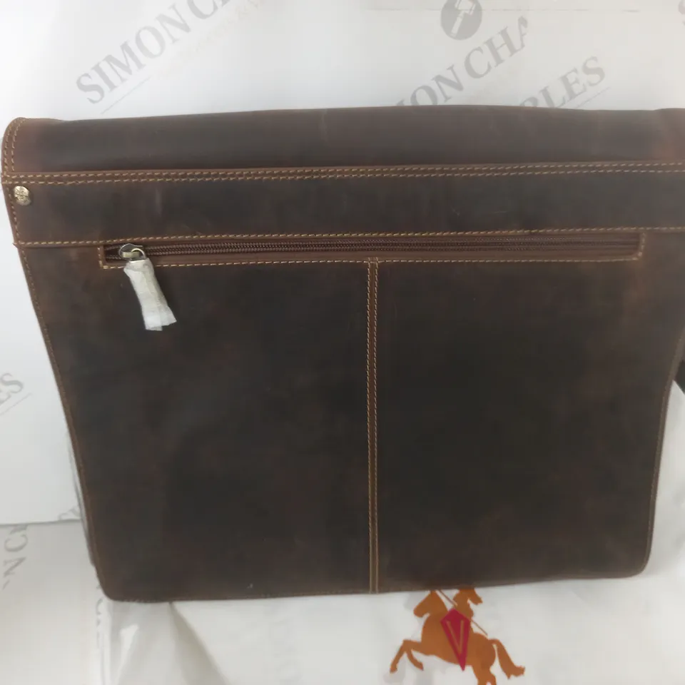 VISCONTI BROWN LEATHER MESSENGER BAG