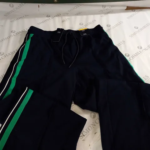 M&S WIDE HIGH RISE NAVY TROUSERS - 16 SHORT
