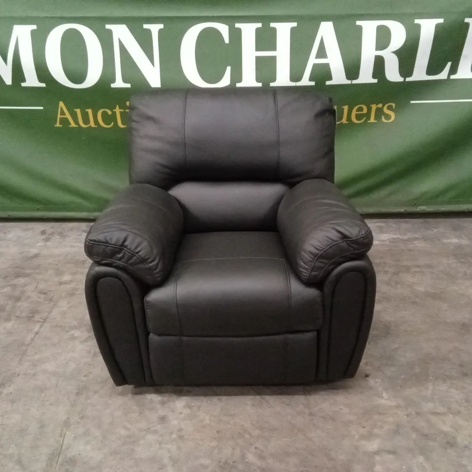 LEIGHTON LEATHER/FAUX LEATHER HIGH BACK POWER RECLINER ARMCHAIR - BLACK RRP £849