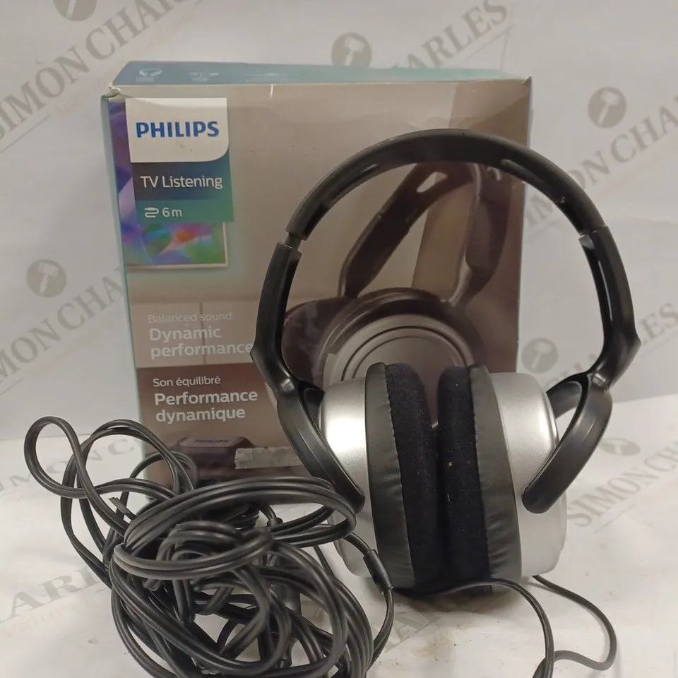 PHILIPS INDOOR CORDED TV HEADPHONES - BLACK/SILVER