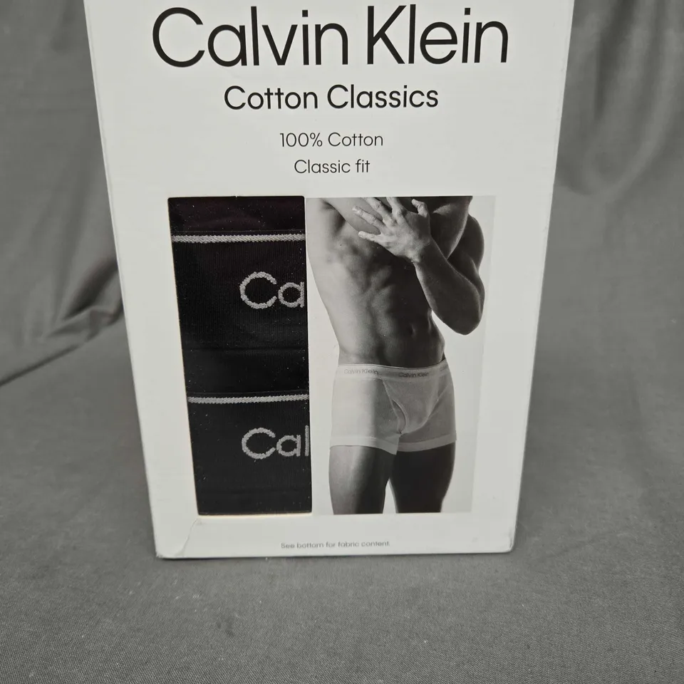 BOXED CALVIN KLEIN COTTON CLASSIC TRUNKS SET OF 3 - LARGE