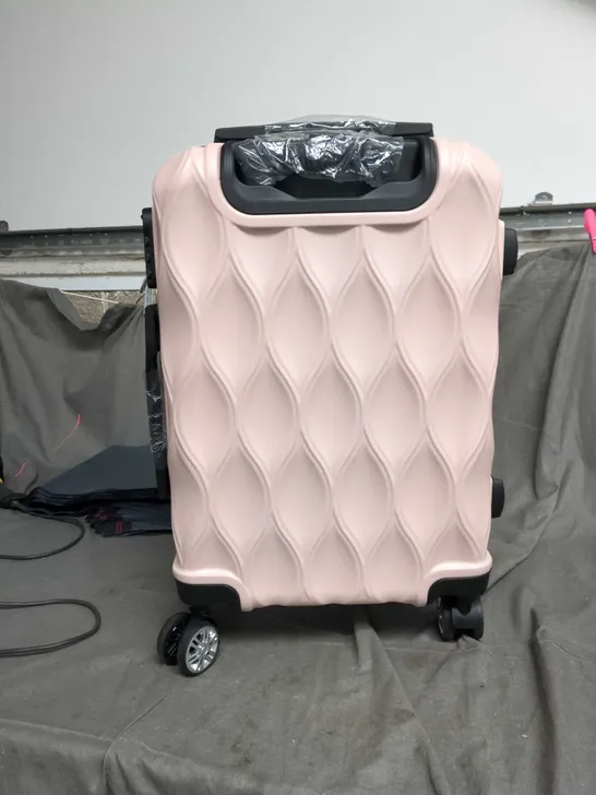 Lot 802: PINK WAVE-PATTERN HARD-SHELL SUITCASE WITH 4-WHEEL SPINNER ...