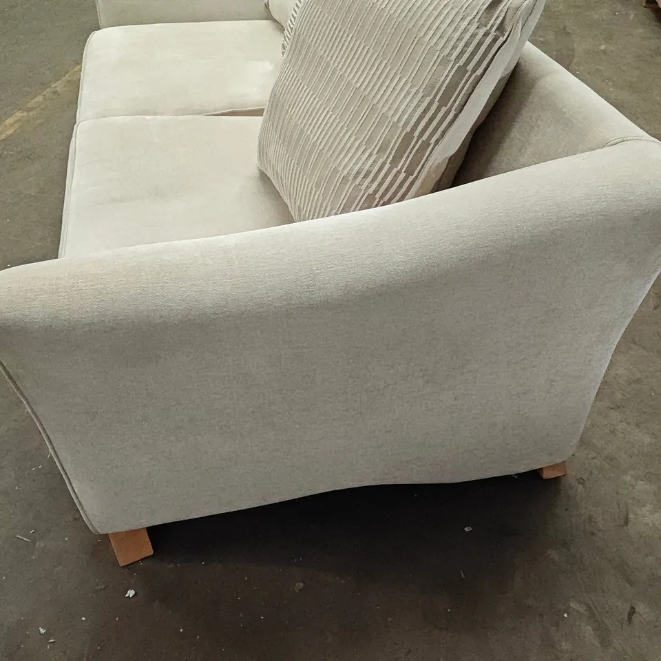 BEIGE FABRIC 3-SEATER SOFA ON WOODEN FEET