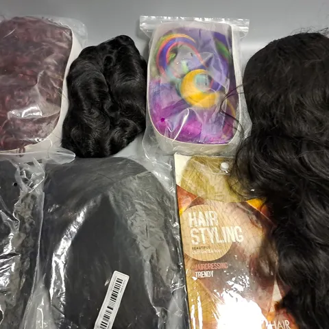 LOT OF 11 ASSORTED WIG AND HAIR PIECE ITEMS