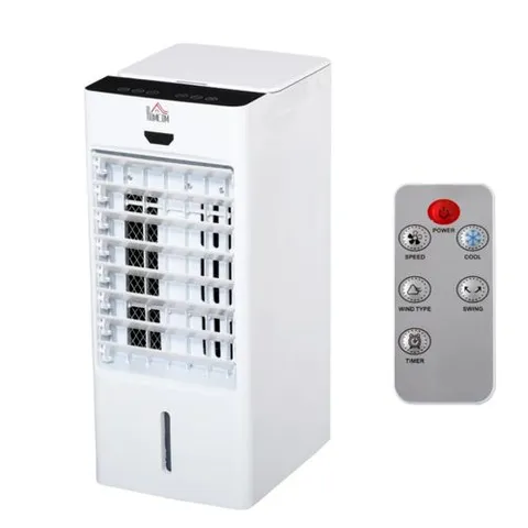 BOXED HOMCOM PORTABLE AIR COOLER WITH ICE CRYSTAL BOX REMOTE CONTROLLER WHITE