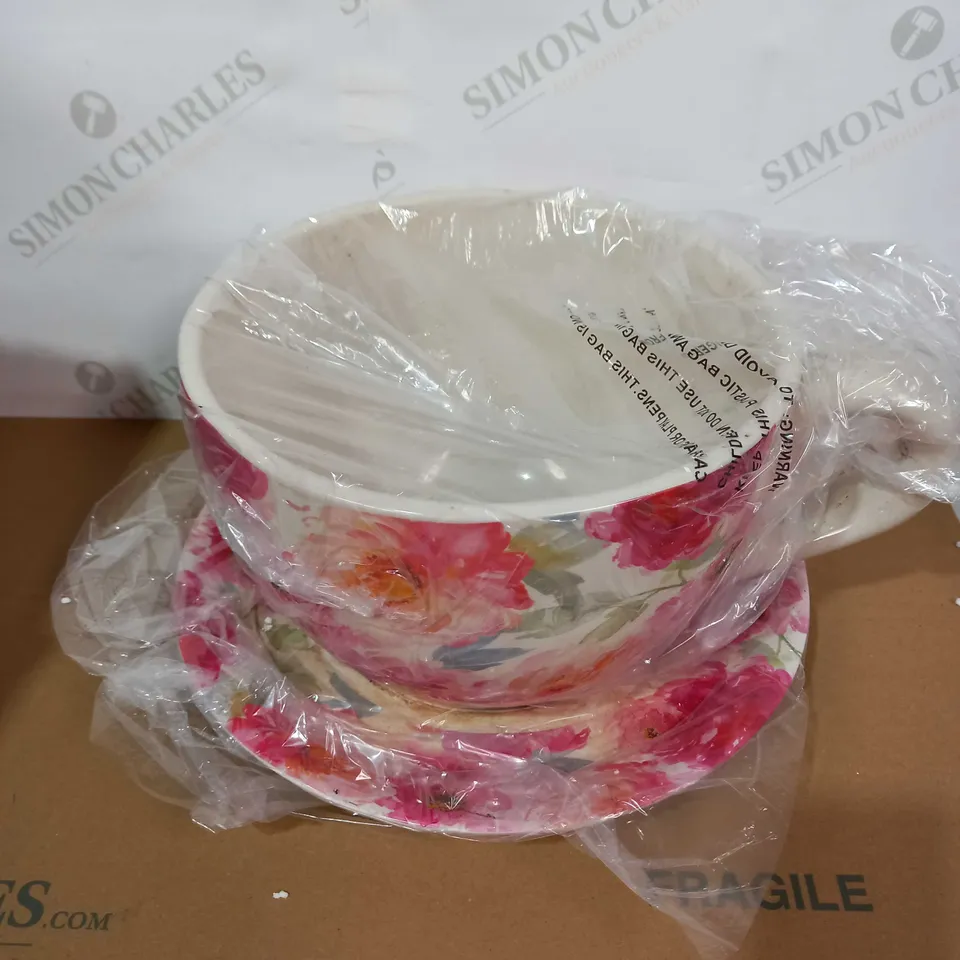 JENNINGS CUP & SAUCER PLANTER - PEONY