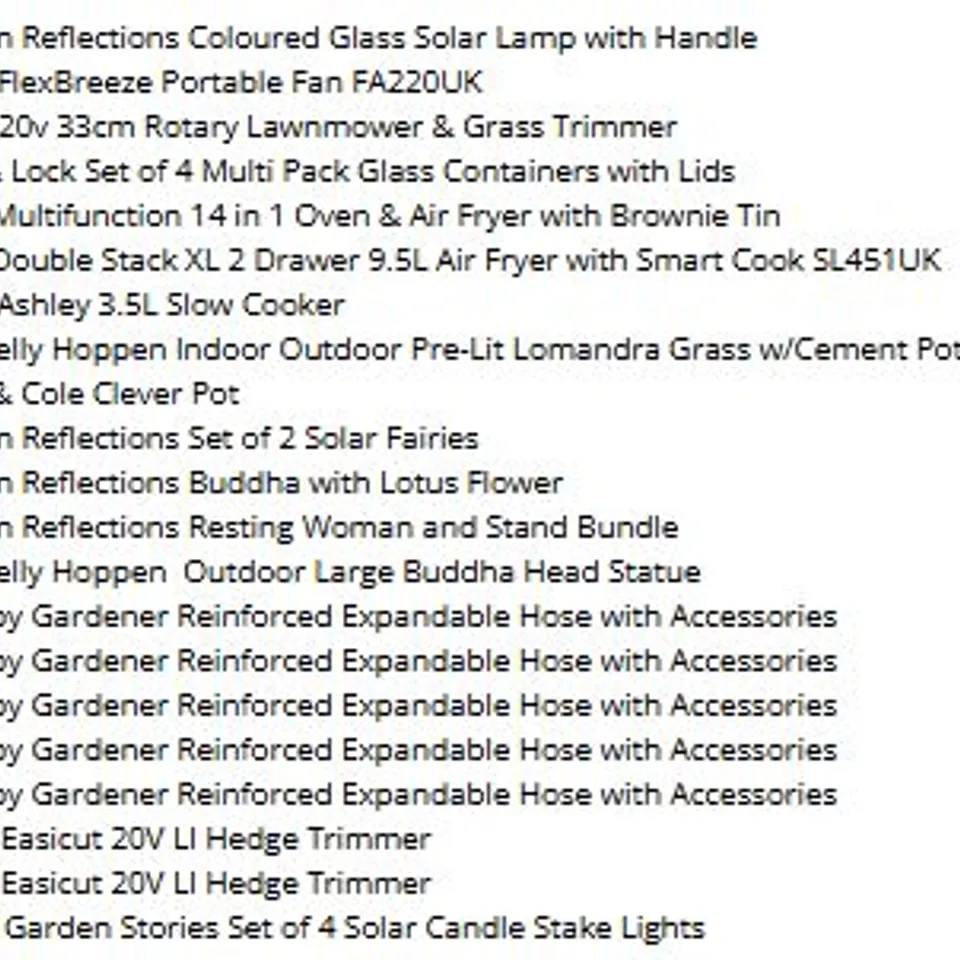 PALLET OF ASSORTED PRODUCTS TO INCLUDE NINJA AIR FRYER, SHARK PORTABLE FAN AND WEBB GRASS TRIMMER
