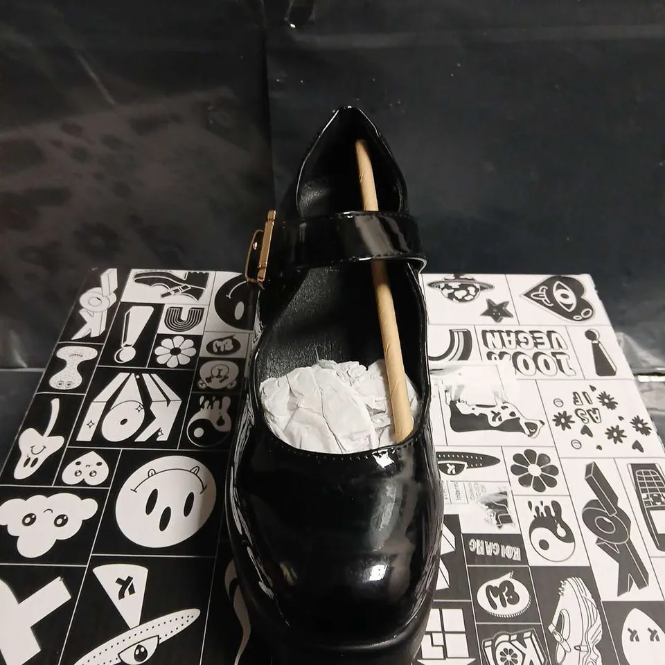 BOXED PAIR OF KOI TIRA BLACK MARY JANE SHOES - UK SIZE 3
