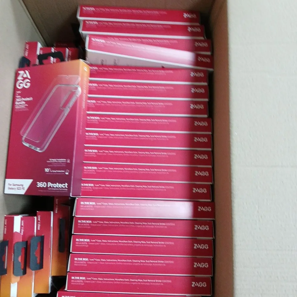 BOX OF APPROXIMATELY 50 ZAGG 360 PROTECT SCREEN PROTECTOR FOR SAMSUNG GALAXY S23 FE 