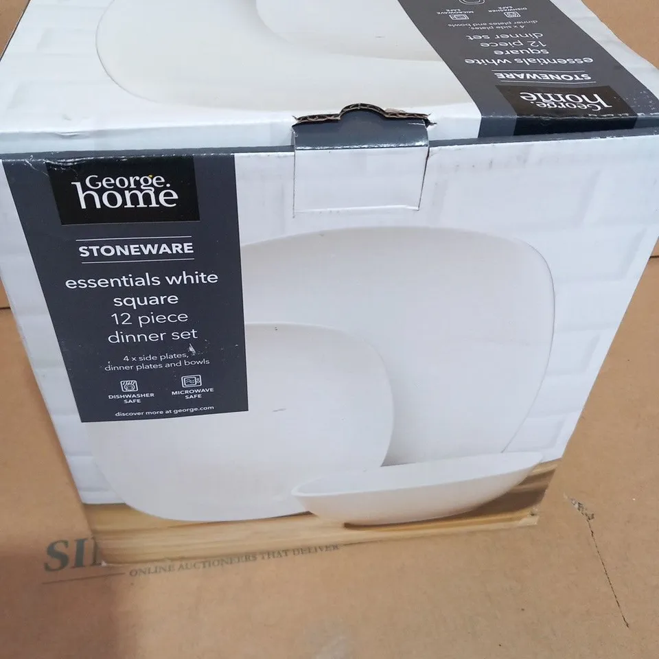 BOXED HOME STONEWARE ESSENTIALS SQUARE 12 PIECE DINNER SET