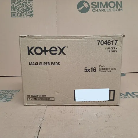 KOTEX MAXI SUPER PADS 5 X 16 BOXED