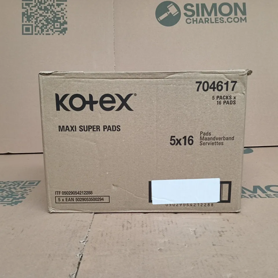 KOTEX MAXI SUPER PADS 5 X 16 BOXED