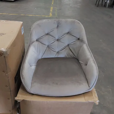 BOXED 2 GREY VELVET CHAIRS (1 BOX)