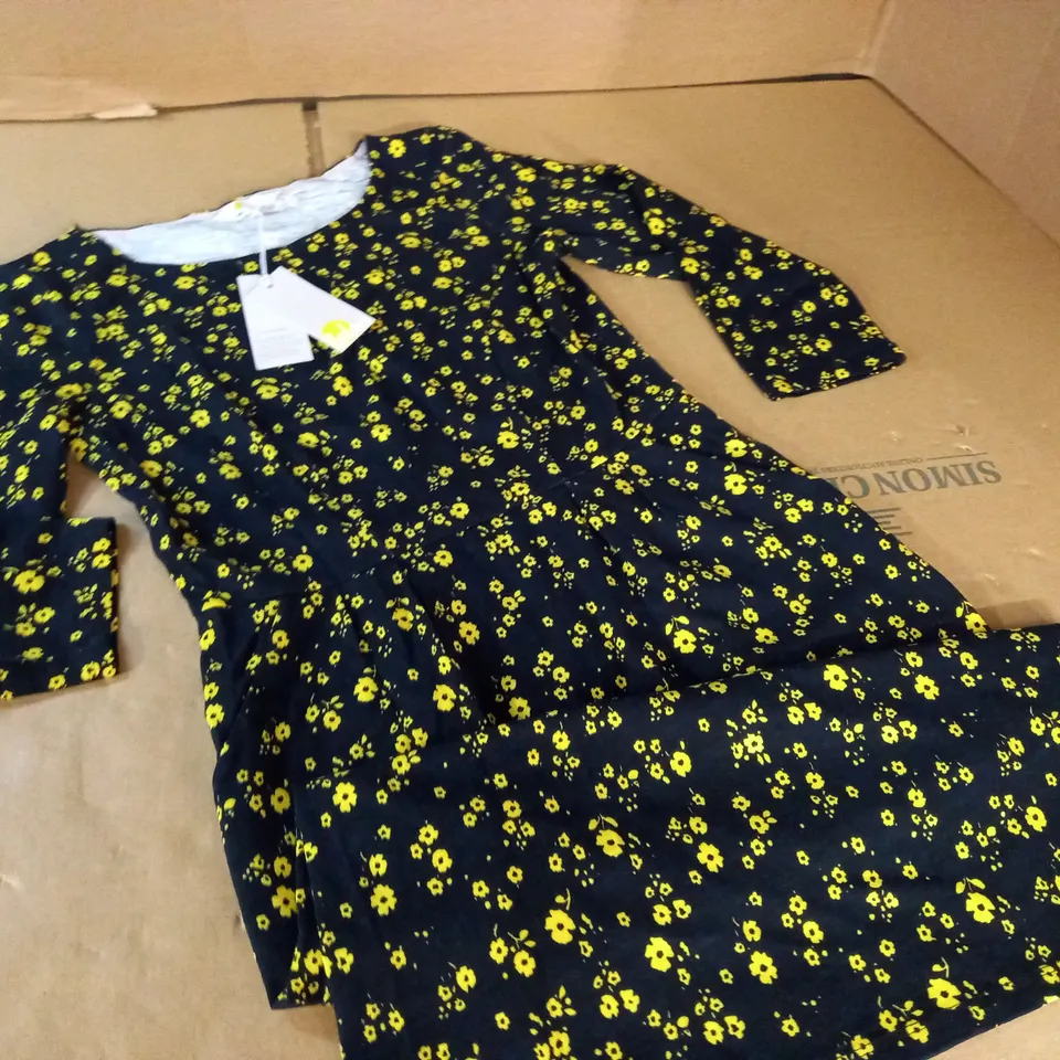 BODEN BLACK DRESS WITH YELLOW PRINT - UK 10 R