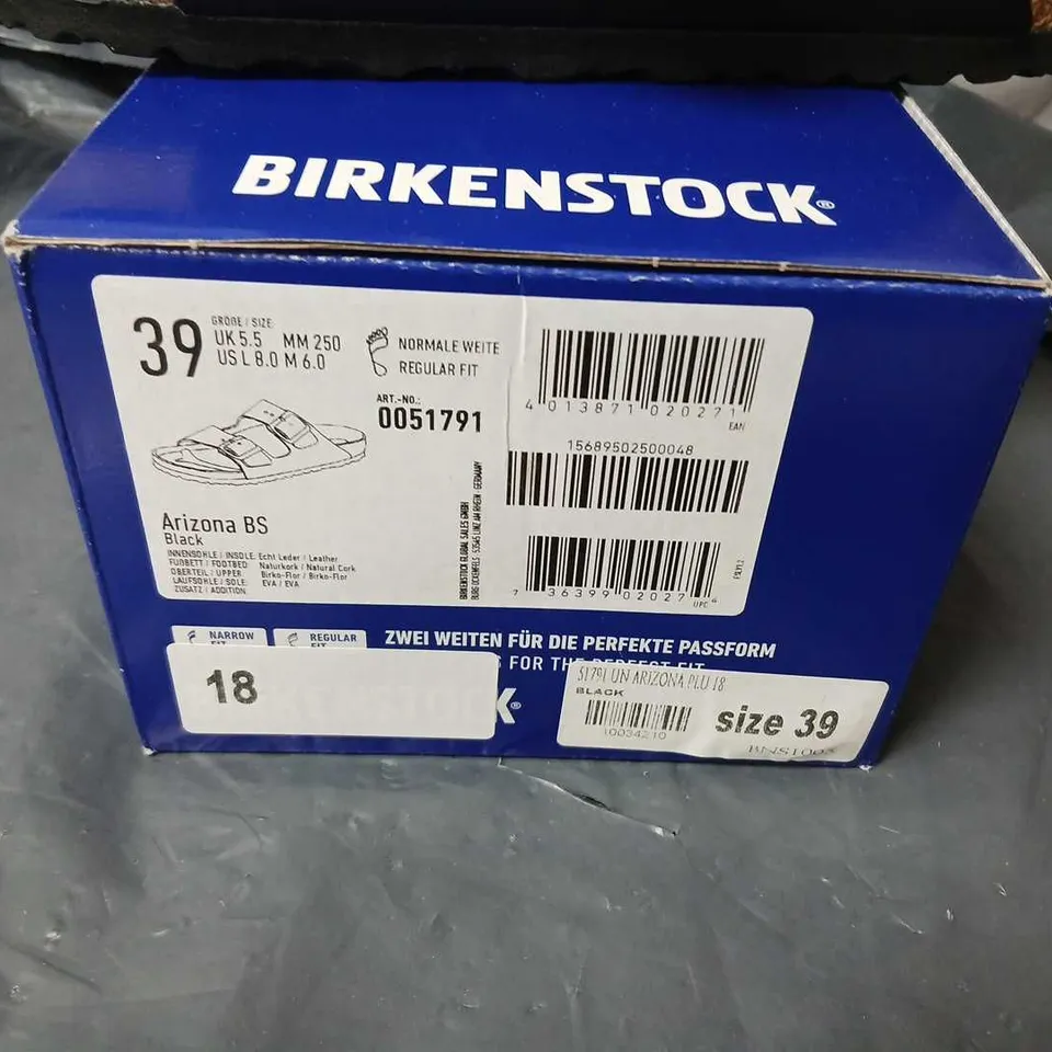 BIRKENSTOCK ARIZONA BLACK SANDALS – UK 5.5 (EU 39)