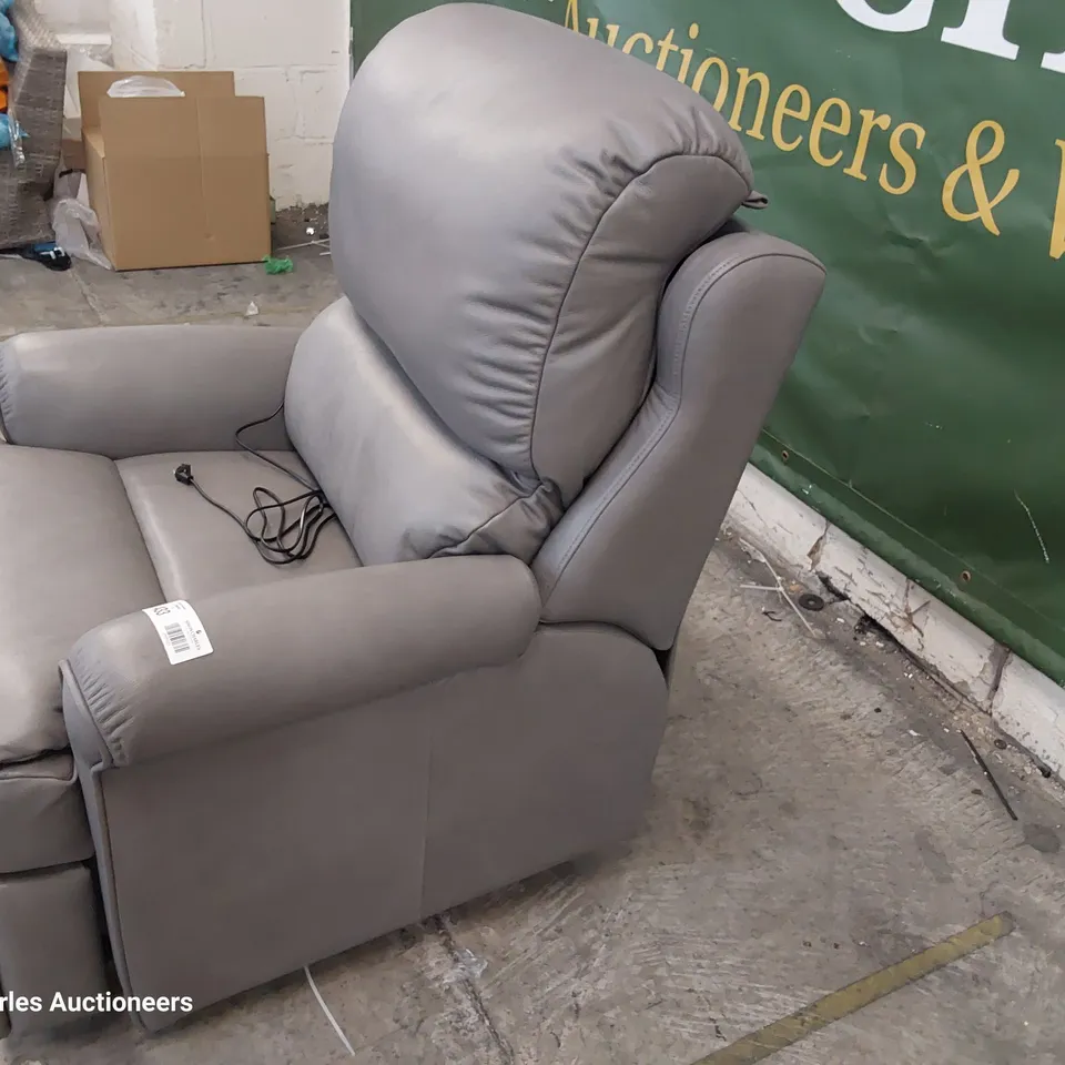 QUALITY BRITISH DESIGNER G PLAN NEWMARKET POWER RECLINING EASY CHAIR DALLAS CHARCOAL LEATHER 
