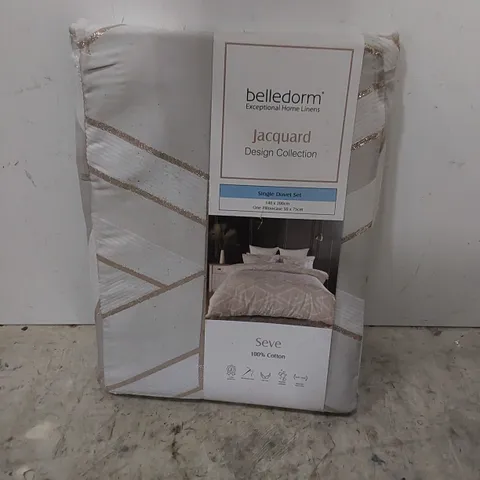WHITE/BEIGE PLAIN WEAVE 180 TC DUVET SET // SIZE: SINGLE