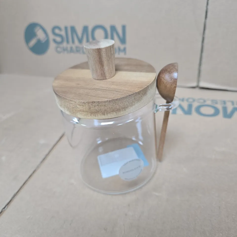 ZARA HOME GLASS STORAGE JAR WITH WOODEN LID AND SCOOP