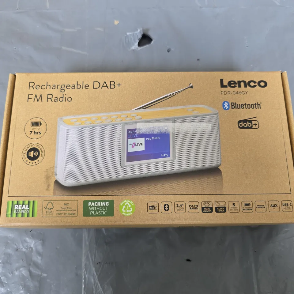 LENCO PDR-046GY RECHARGEABLE DAB+ FM RADIO – PORTABLE BLUETOOTH