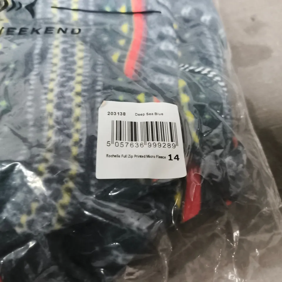 WEIRD FISH ROCHELLE FULL ZIP PRINTED MICRO FLEECE – DEEP SEA BLUE, UK 14