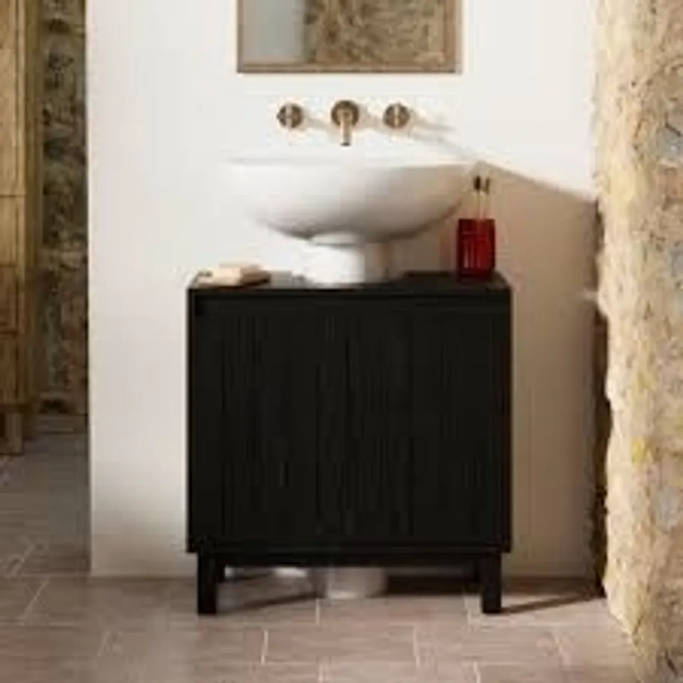 BOXED HUMPHREY UNDER SINK STORAGE UNIT - BLACK MANGO WOOD EFFECT