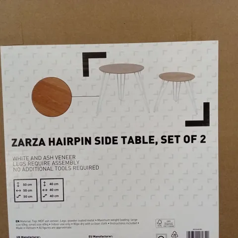 BOXED ZARZA HAIRPIN SIDE TABLE, SET OF 2 (1 BOX)