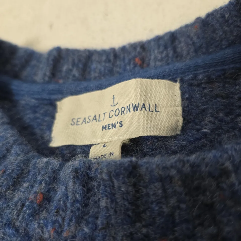 SEASALT CORNWALL MEN'S BLUE KNIT SWEATER – UK L