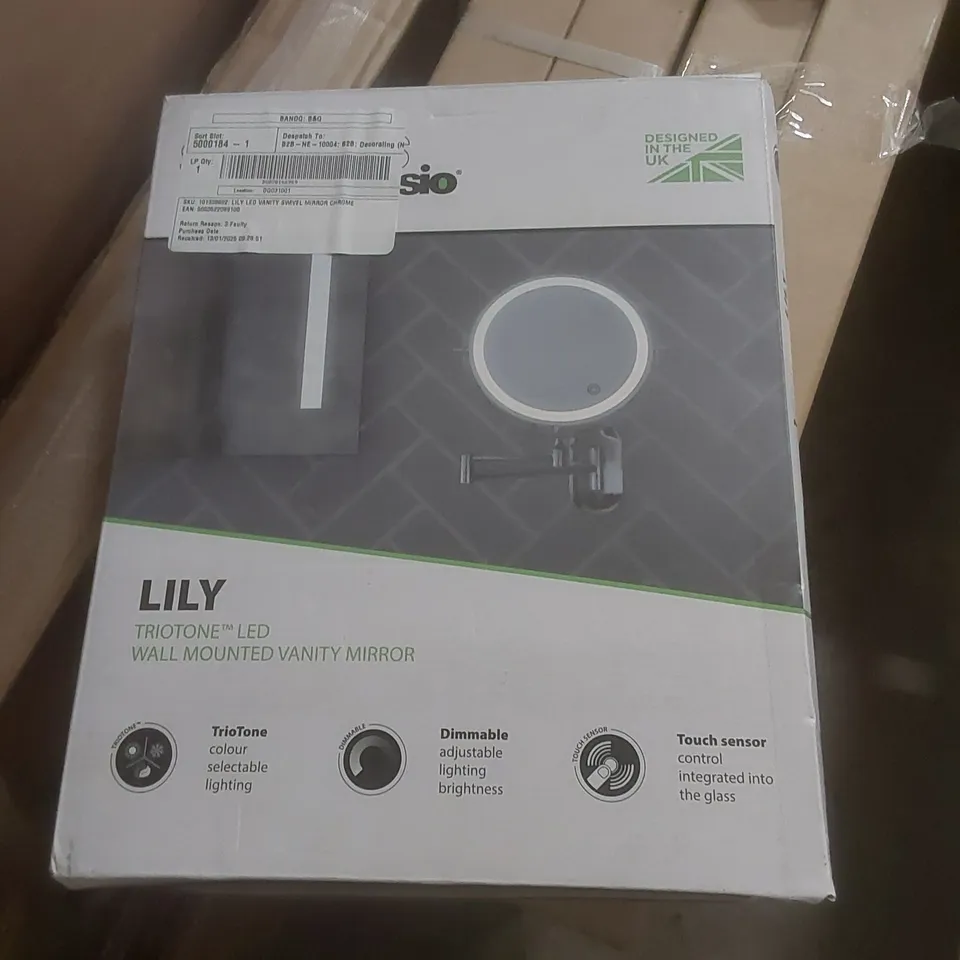 BOXED LILY TRIOTONE LED WALL MOUNTED VANITY MIRROR 