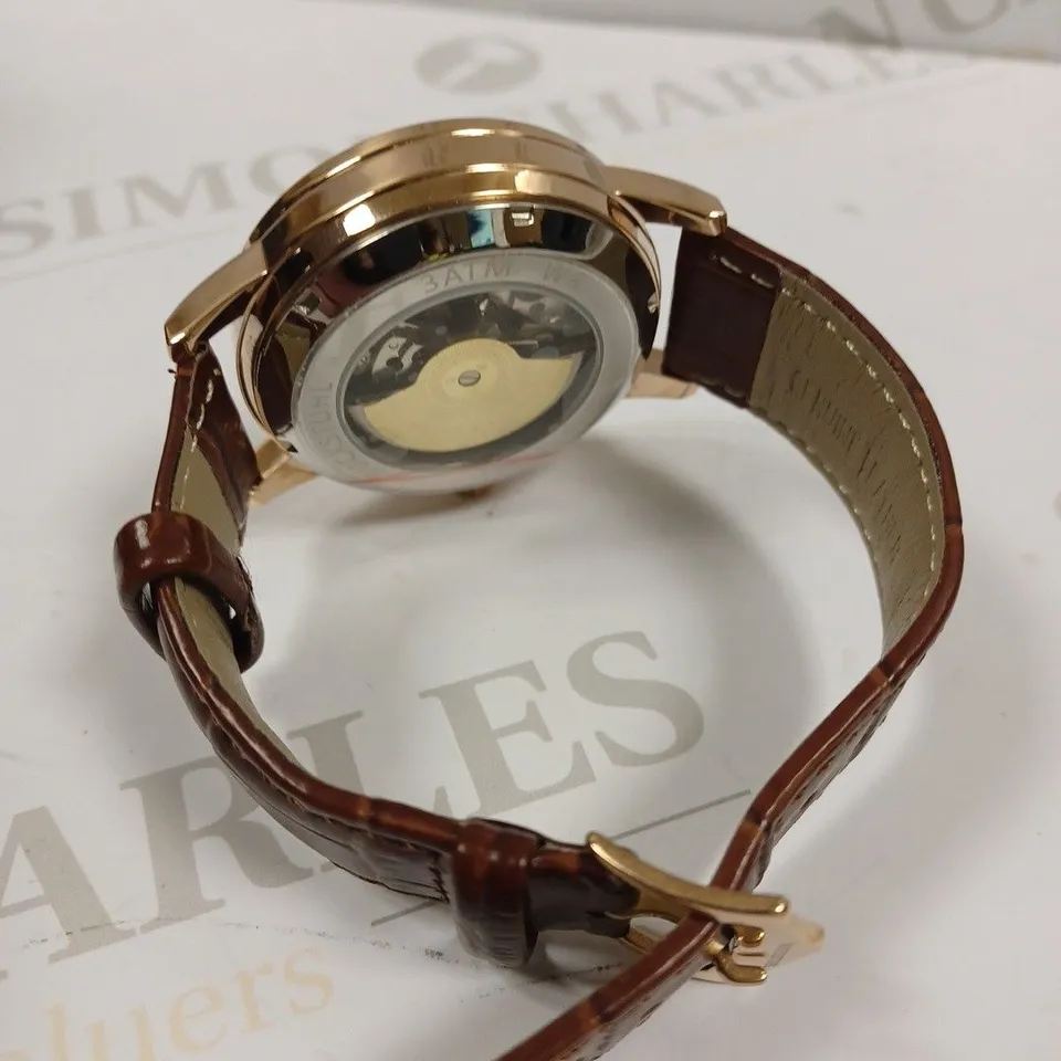 MENS RUCKSTUHL AUTOMATIC DIAL – R100 -TOURBILLION DESIGN DIAL – GLASS EXHIBITION BACK – LEATHER STRAP