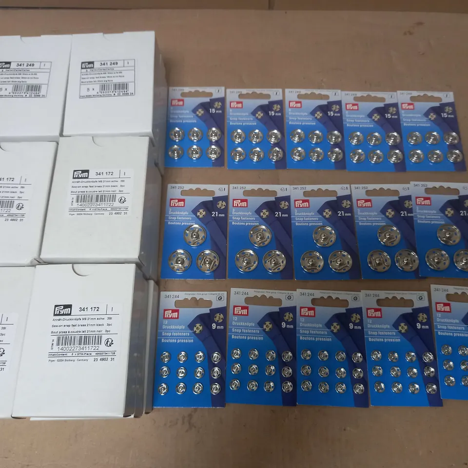 LOT OF 18 ASSORTED PACKS OF PRYN SNAP FASTENERS