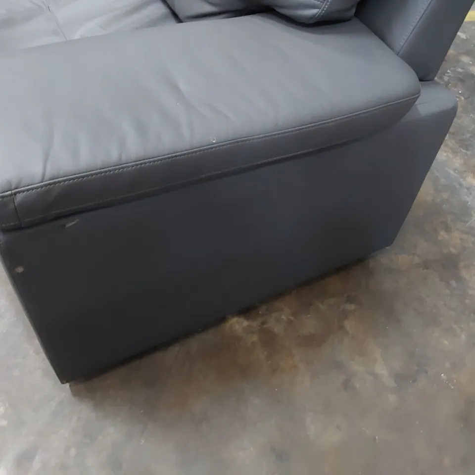 DESIGNER THREE SEATER SOFA GREY LEATHER 
