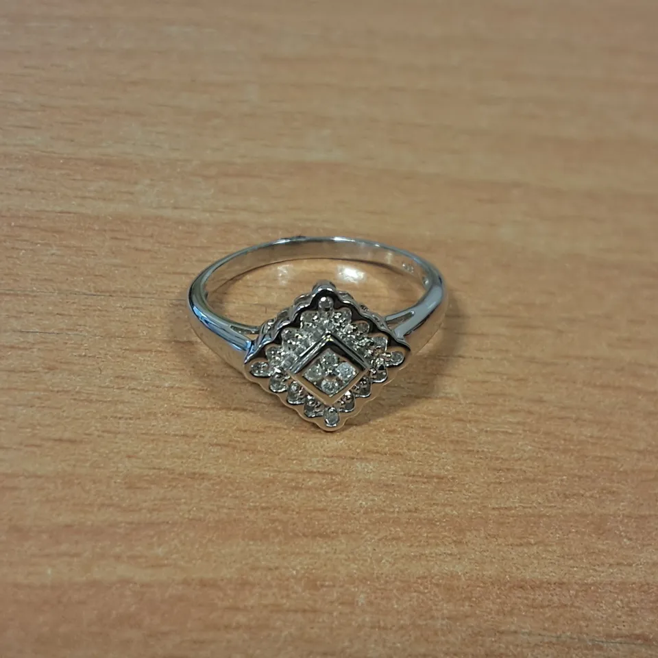 9CT WHITE GOLD DRESS RING SET WITH NATURAL DIAMONDS