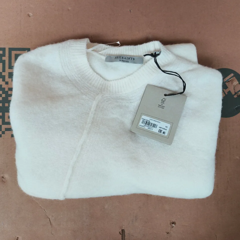 ALL SAINTS LONG CREW NECK TOP IN CHALK WHITE SIZE XS