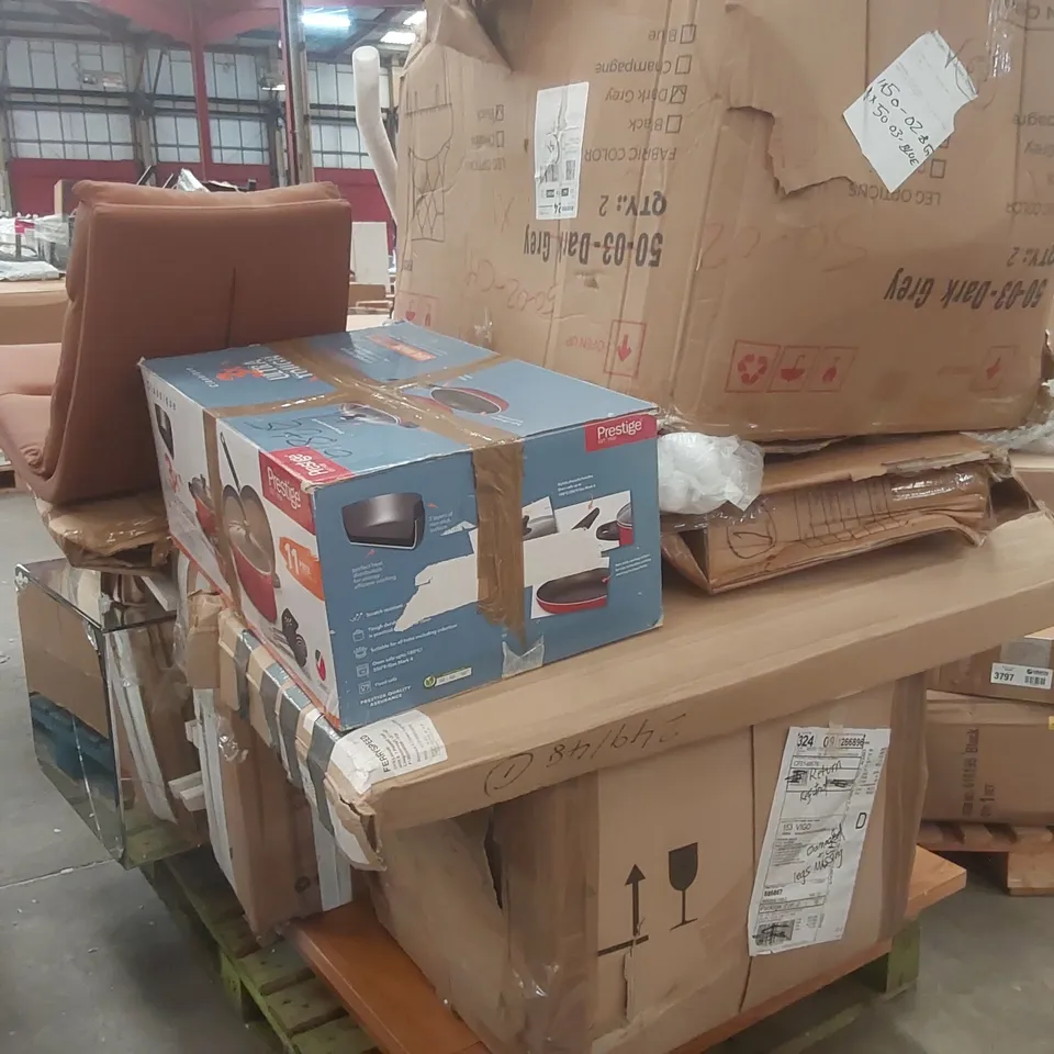 PALLET CONTAINING A LARGE QUANTITY OF ASSORTED DESIGNER FURNITURE PARTS ECT