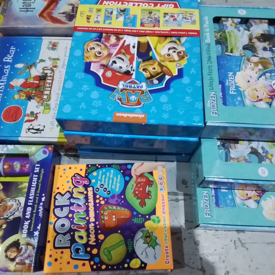 LOT OF APPROXIMATELY 31 ASSORTED BRAND NEW CHILDRENS BOOKS AND ACTIVITY SETS TO INCLUDE PAW PATROL, POKEMON AND HARRY POTTER