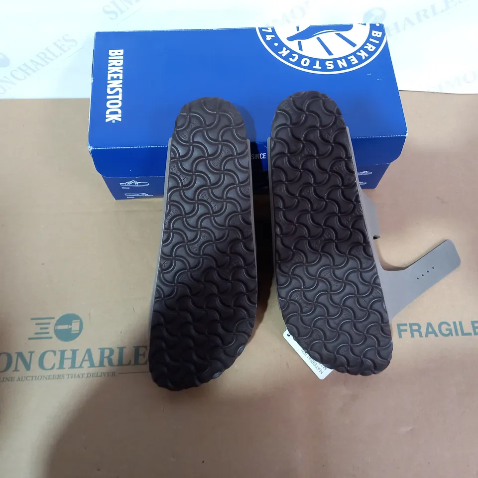 BOXED PAIR OF BIRKENSTOCK GREY SANDALS SIZE 41