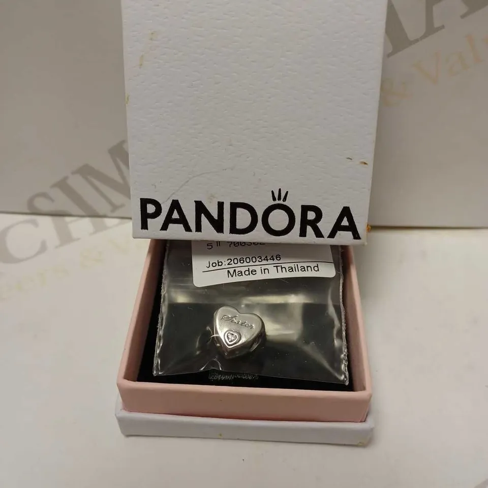 PANDORA SISTER HEART 791946PCZ STERLING SILVER CHARM