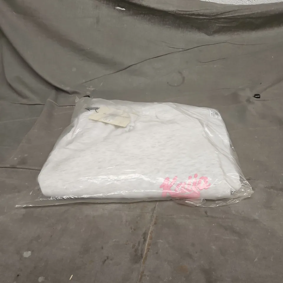 KAIIA BOW GRAPHIC WIDE LEG JOGGERS LIGHT GREY/MARL/PINK UK 14 BAGGED WITH TAGS