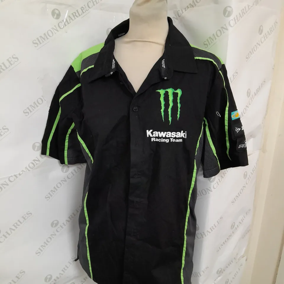 KAWASAKI RACING TEAM MONSTER ENERGY SHIRT IN GREEN AND BLACK SIZE M/L