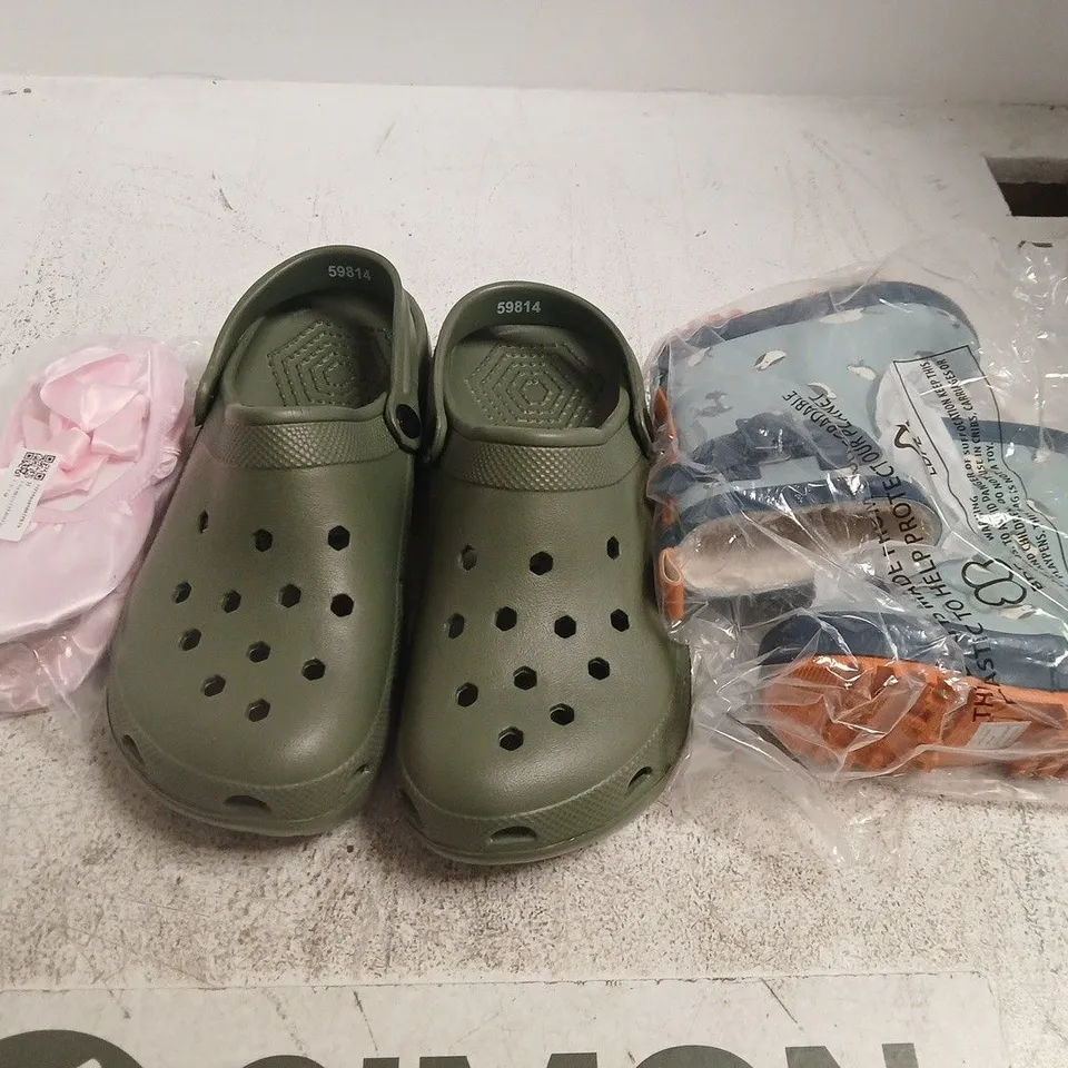 BOX OF APPROXIMATELY 15 ASSORTED PAIRS OF SHOES AND FOOTWEAR ITEMS IN VARIOUS COLOURS, STYLES, AND SIZES - COLLECTION ONLY