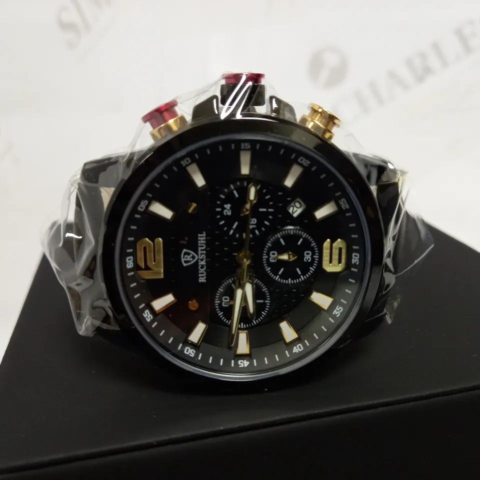 RUCKSTUHL CHRONOGRAPH LEATHER STRAP WATCH RRP £560